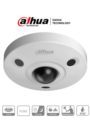 DAHUA IPC-EBW81230 - Camara IP Domo Fisheye Antivandalica 4K/ 12 Megapixeles/ Vision 360 grados/ H265/ Audio/ IP67/ IK10/ HEAT MAP/ PoE/ IVS/ Ranura MicroSD