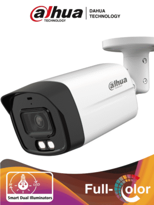 DAHUA HAC-HFW1200TLMN-IL-A - Cámara Bullet de 2 Megapíxeles/ Iluminación Dual Inteligente + Full Color/ Lente de 2.8 mm/ 102 Grados de Apertura/ 40 Metros de IR y Luz Visible/ Microfono Integrado/ DWDR/ IP67/Soporta: CVI/CVBS/AHD/TVI/