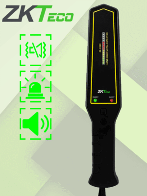 ZKTECO D180 - Detector de metales portátil con alta sensibilidad, indicador visual y alarmas sonora y de vibración. Su batería recargable de 9VDC proporciona hasta 40 horas de uso continuo, ideal para aplicaciones de seguridad eficientes y prolongadas.