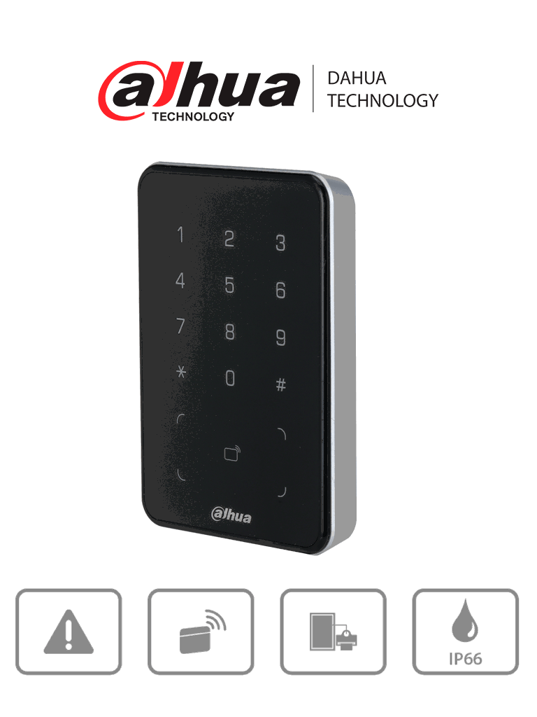 DAHUA DHI-ASR2101A - Lectora de Tarjetas MiFare con Teclado Touch/ para Password/ Conexión RS-485 y Wiegand/ Leds Rojo y Verde/ Fondo de Luz Azul