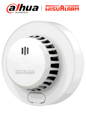 DAHUA WISUALARM DHI-HY-SA13A - Detector de humo Standalone (Autónomo), Sonido de alarma de 85dB, Cuenta con un botón de prueba y silencio, Batería reemplazable, Cobertura de 20-40 m², Alarma visual y sonora