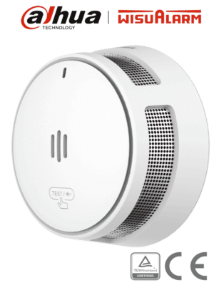 DAHUA WISUALARM DHI-HY-SA40A - Detector de Humo Standalone (Autonomo), Sensor Fotoeléctrico, Sonido de Alarma de 85dB, Batería Sellada de hasta 10 años, Alarma Visual y Audible, Certificaciones TÜV and CE,
