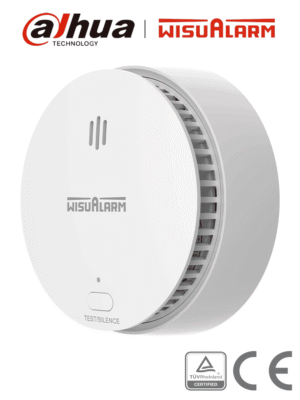 DAHUA WISUALARM HY-SA20A - Detector de Humo Standalone (Autonomo), Sensor Fotoeléctrico, Sonido de Alarma de 85dB, Alarma Visual y Audible, Durabilidad de Batería hasta 10 años, Certificaciones TÜV and CE,