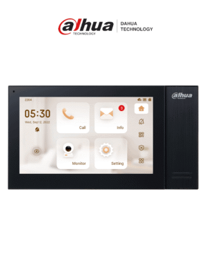 DAHUA VTH2421FB-P - Monitor IP táctil de 7" Serie Pro, con 8GB de memoria embebida, PoE estándar, ranura MicroSD, soporta llamada grupal, videos, mensajes, 6 entradas/salidas de alarma, y hasta 9 monitores adicionales.