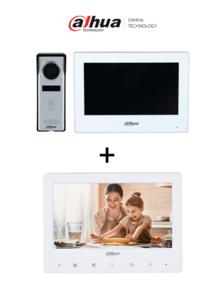 DAHUA DHI-KTH01+DHI-VTH1020J - Kit de Videopotero Hibrido + Frente de Calle Analogico con Camara de 1.3 MP + DAHUA VTH1020J- Monitor analógico de 7 pulgadas compatible con KTA01 / KTA02 /