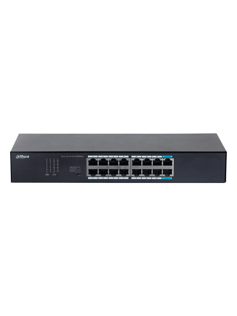 DAHUA DH-S3016-16GT- Switch Gigabit de 16 Puertos No Administrable de capa 2, con velocidad 10/100/1000 Mbps, capacidad de conmutación de 32G, tasa de reenvío de 23.8 Mbps y protección contra descargas. - Image 2