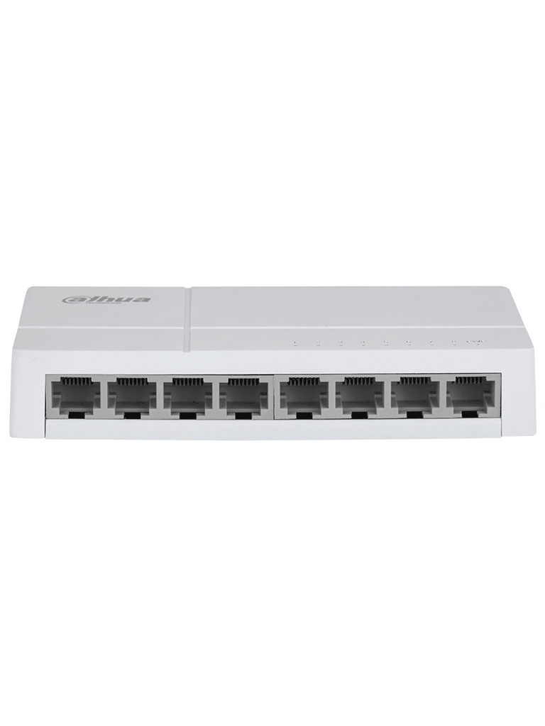 DAHUA DH-SF1008L - Switch de Escritorio con 8 puertos Fast Ethernet (10/100 Mbps), diseño compacto de capa 2, con capacidad de switching de 1.6 Gbps y velocidad de reenvío de paquetes de 1.19 Mpps. Ideal para redes eficientes y compactas. - Image 2