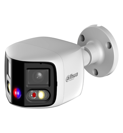 DAHUA IPC-PFW3849S-A180-AS-PV Cámara IP Bullet WizSense 2x4MP con visión de 180°, MultiVision, LED IR 25m y luz cálida 20m. Disuasión activa con micrófono dual y altavoz integrado, EPTZ, SMD 4.0, PoE, IP67, y ranura MicroSD. Ideal para seguridad avanzada. - Image 2