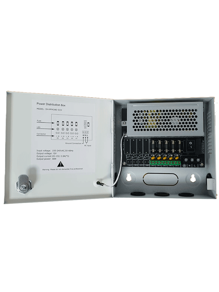 DAHUA PFM340-5CH - Fuente de Poder de 12 vcd/ 4 Amperes/ Para 5 Camaras/ Fusibles Intercambiables/ Proteccion contra Sobrecargas/ Color Blanco/ - Image 2