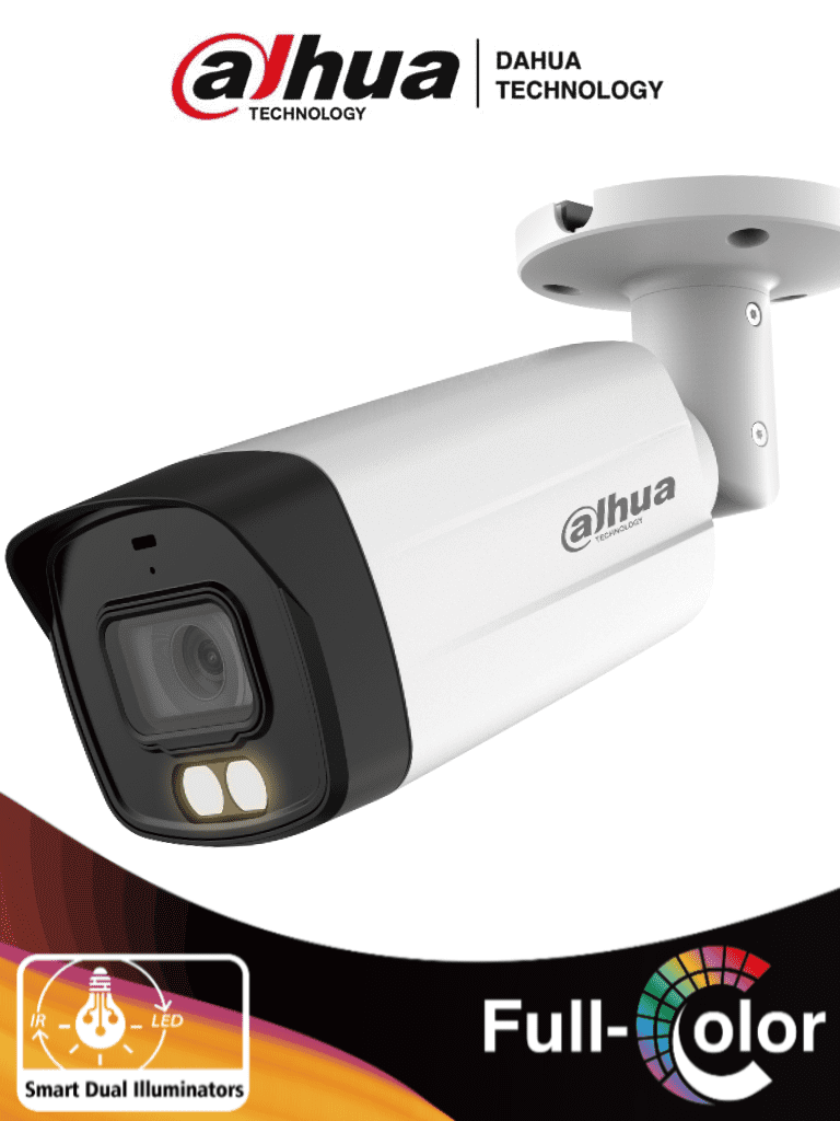 DAHUA HAC-HFW1509TMN-IL-A - Cámara Bullet de 5 MP con Iluminador Dual Inteligente y Full Color. Equipado con lente de 2.8 mm y un ángulo de visión de 111° y con micrófono integrado. Ofrece iluminación visible hasta 40 mts, WDR de 130 dB
