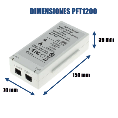 DAHUA PFT1200 - Inyector Hi-Poe Midspan Gigabit/ Soporta PoE/PoE+/ Soporta Hi-PoE 60 Watts para PTZ/ Indicadores Led de Status/ Funciona con Extensor: PFT1300 para conexión en Cascada/ Instalación en Pared/ - Image 2
