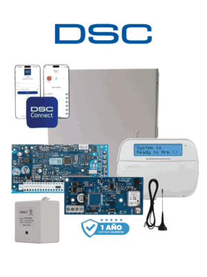 DSC NEO-LCD-LE4050M- Kit Neo 32 Zonas Panel HS2032 / Teclado Alfanumérico HS2LCDN/ Fuente PTC1640U / Gabinete GMX003 / Comunicador LE4050m con 1 año de servicio