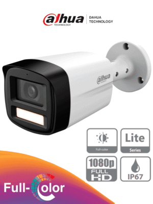 DAHUA DH-HAC-HFW1209TLMN-LED-0280B-S3 - Cámara Bullet de 2MP Full Color en 1080p con lente de 2.8mm, ángulo de 108° y alcance de iluminación de 40m, DWDR, IP67 compatible con CVI/CVBS/AHD/TVI.