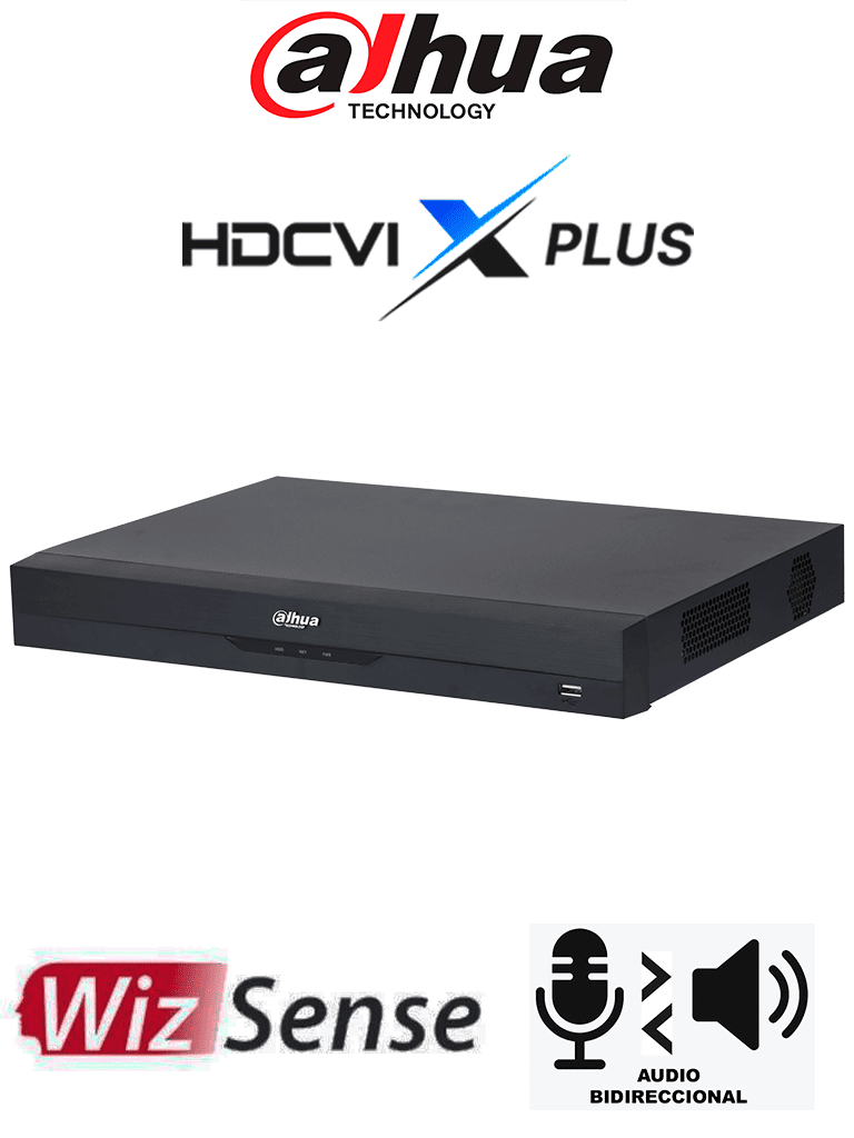 DAHUA DH-XVR5216AN-4KL-I3/T - DVR de 16 Canales 4K WizSense/ HDCVI X PLUS/ Audio Bidireccional en 16 Ch/ H.265+/ 2 Bahías de DD/ 16 Ch HDCVI + 16 IP o Hasta 32 IP/ 2 Canales de Reconoc. Facial/ SMD Plus/ Codif. IA/ Funciones IoT&POS/ Comp con Dolink Care