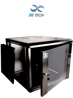 SBE TECH GNLPAR9UR- Gabinete de pared de 9 UR con una profundidad de 45.0 cm y puerta delantera de cristal templado.