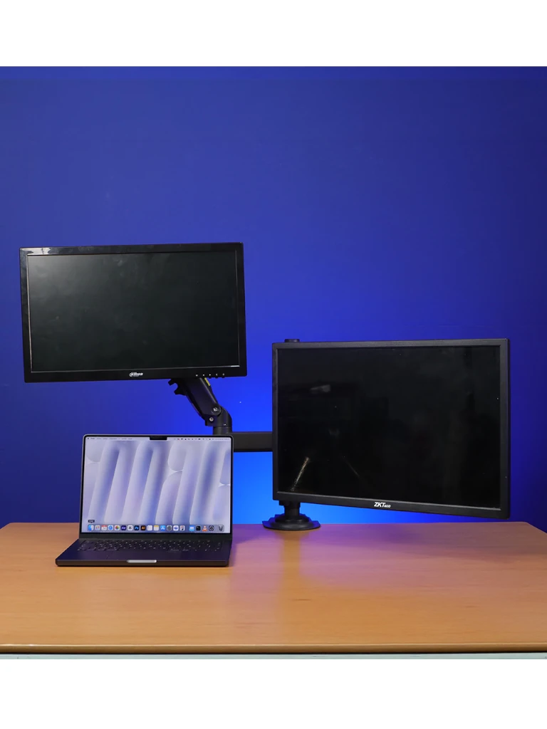 TCE H180 - Soporte de Escritorio Articulado para 2 monitores de 13 a 27" , Carga Máxima 9kg por brazo , VESA 75x75mm / 100x100mm , Ajuste de Inclinación y Rotación - Image 4