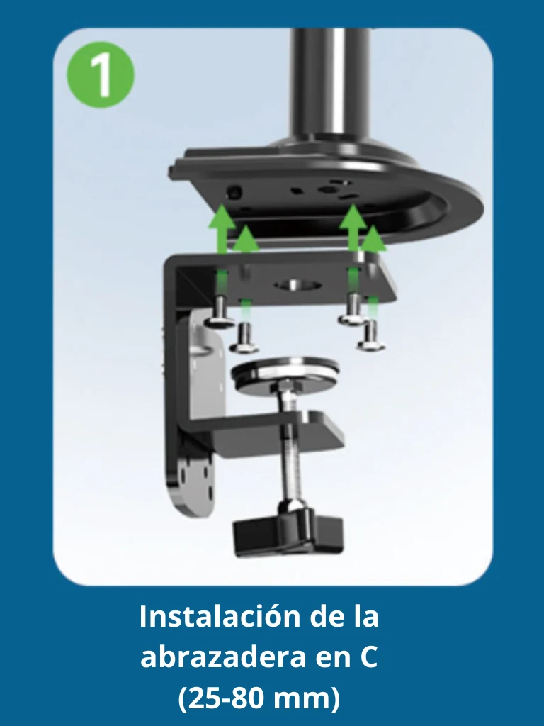TCE H180 - Soporte de Escritorio Articulado para 2 monitores de 13 a 27" , Carga Máxima 9kg por brazo , VESA 75x75mm / 100x100mm , Ajuste de Inclinación y Rotación - Image 5