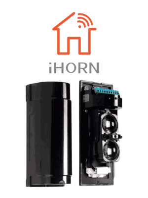 IHORN ABT60- Detector por doble haz de luz (fotocelda) / Distancia hasta 60 Mts / Velocidad de respuesta 50mS / 12 VDC compatible con paneles IHORN / RISCO / DSC / BOSCH