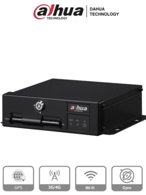 DAHUA DHI-MXVR1004-GFWI - DVR móvil de 4 canales analógicos + 1 IP, Resolución 1080p, Comunicación Ethernet, Wi-Fi y 3G/4G, Incorpora GPS, Analíticos: DSM, ADAS y FR, Admite 2 tarjetas SD de hasta 256 (cada una), E&S Alarmas