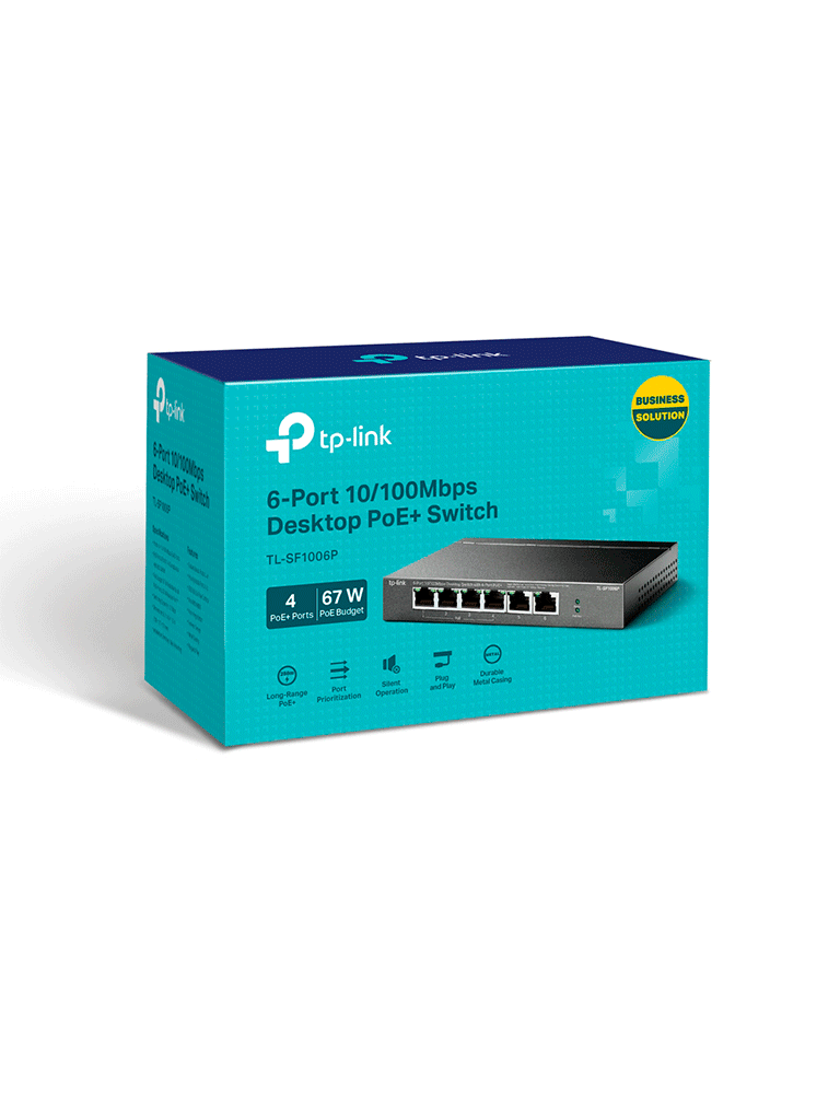 TP-LINK TL-SF1006P - Switch PoE no administrable con 6 puertos Fast Ethernet, incluyendo 4 puertos PoE AF y AT. Suministro PoE hasta 67W y modo extendido para conexiones de hasta 250m. - Image 3