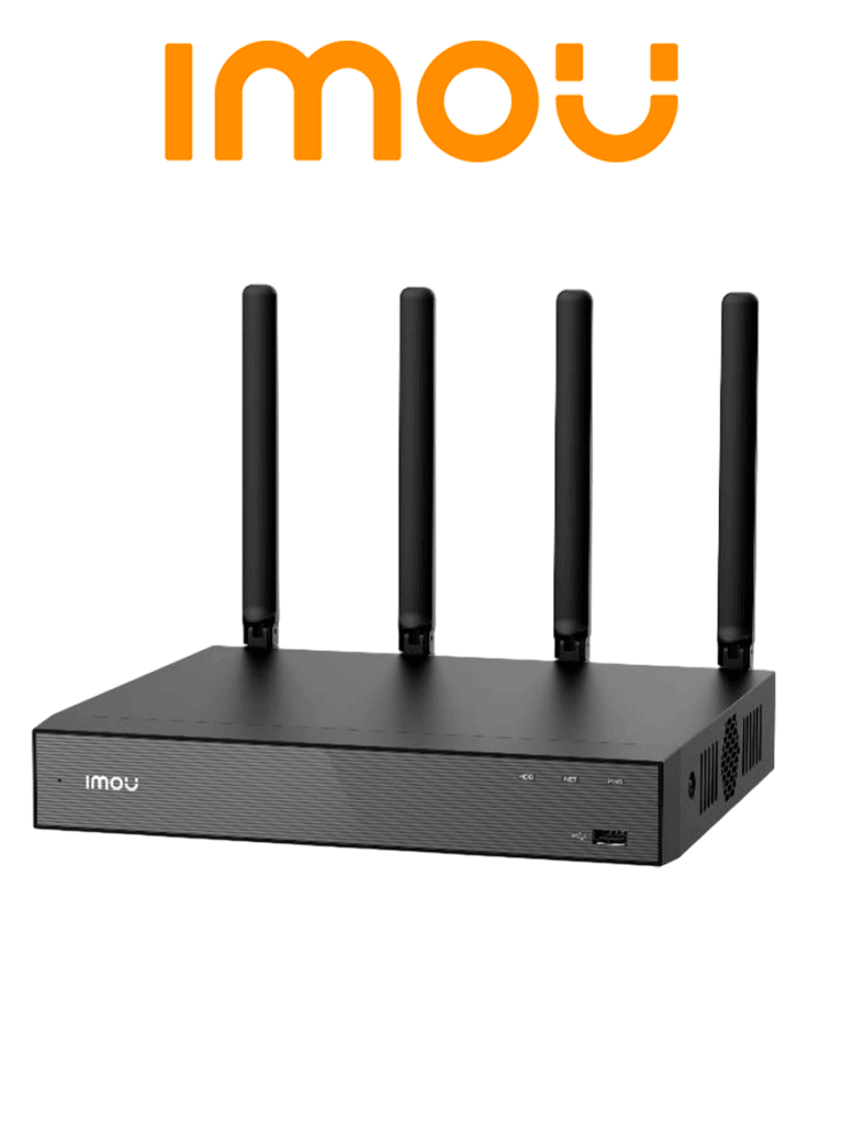 IMOU NVR-N118W-8A0E NVR WIFI 18 Canales, Disco duro de 3.5 pulgadas hasta 16T, micrófono y altavoz integrados, cuatro antenas 2,4 G/5 G Wi-Fi 6, aplicación IMOU HDMI/VGA, emparejamiento automático.