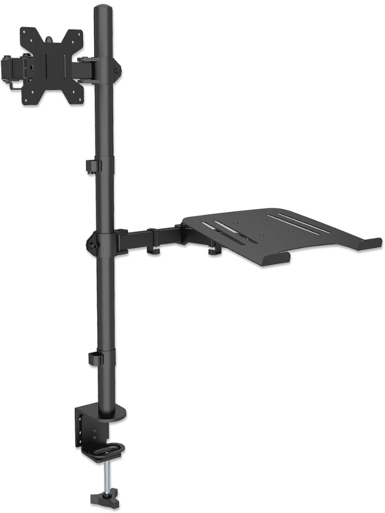 TCE LMG25NB - Soporte de Escritorio Combinado para Monitor de 13" a 32" y Laptop de 10 a 17" , Carga Máxima Monitor 8Kg , Ajuste de Inclinación y Rotación