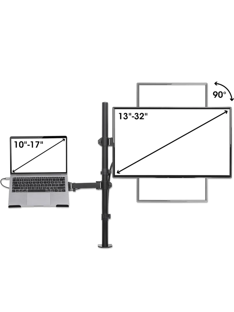 TCE LMG25NB - Soporte de Escritorio Combinado para Monitor de 13" a 32" y Laptop de 10 a 17" , Carga Máxima Monitor 8Kg , Ajuste de Inclinación y Rotación - Image 4