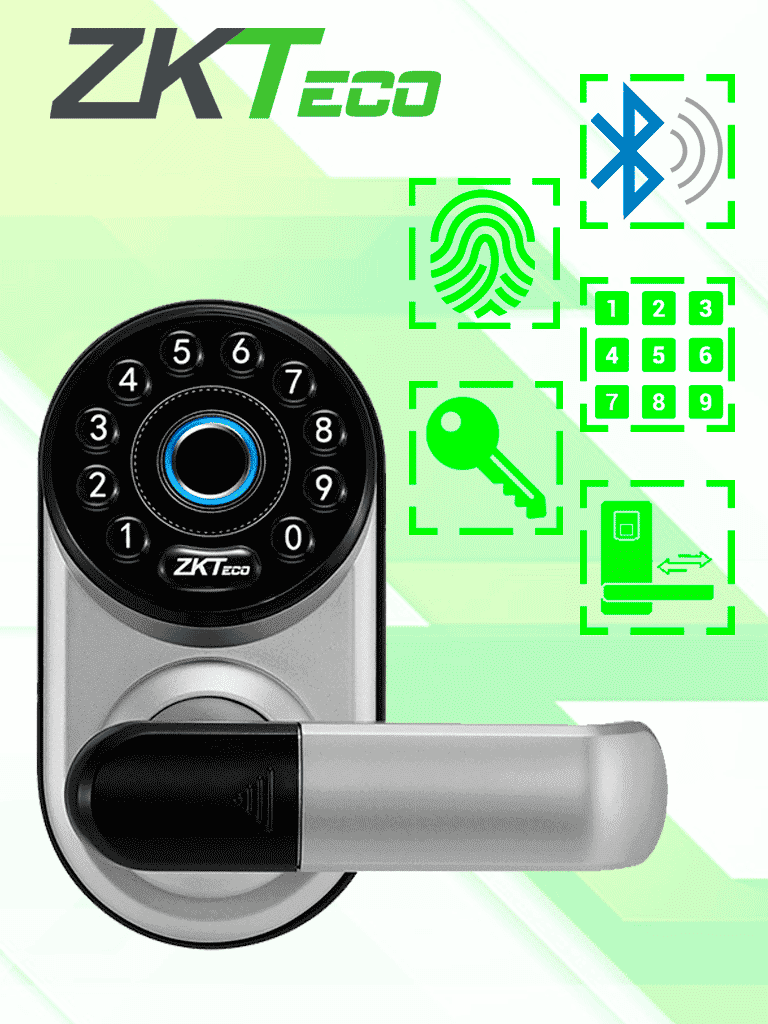 ZKTECO ML300 - Cerradura Inteligente con Teclado y Verificación de Huella, Conectividad Bluetooth, Capacidad para 100 Usuarios, Compatible con la App Zsmart