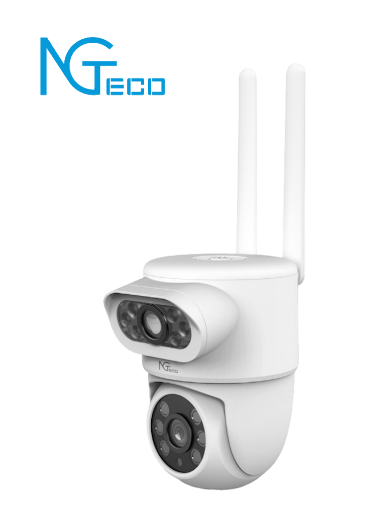 NGTECO NGSH01C8AN- Cámara PTZ WiFi , 4MP , Lente Dual , Monitoreo 2 Áreas , Detección Humana , Audio 2 Vías ,Paneo y Tildeo ,Almacenamiento Local y en la Nube