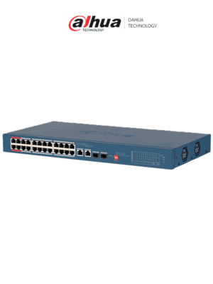 DAHUA DH-CS4220-16GT-190-V2 Switch Poe de 16 Puertos Gigabit con PoE inteligente, puerto rojo de 90W, 190W totales, 2 puertos SFP, PoE Watchdog, switching de 40 Gbps y protección avanzada contra descargas. Plataforma DoLynk Care/