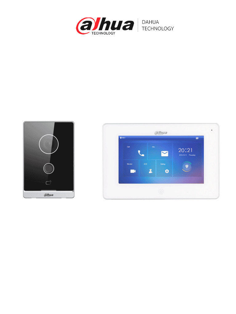 DAHUA KTW01 - Videoportero WiFi con monitor de 7", 6 entradas y 8 zonas de alarma, ranura MicroSD para grabación, cámara 2MP con WDR real e IR, controla 1 puerta, apertura con tarjeta. Seguridad avanzada y comodidad/