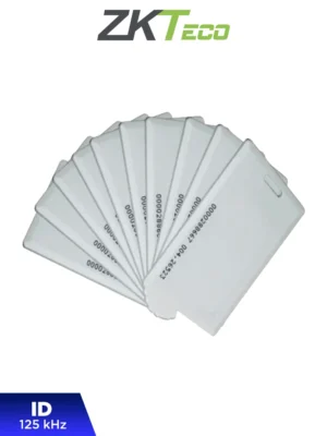 ZKTECO IDCARDKR2K - Paquete con 10 Tarjetas ID con Frecuencia de 125 kHz, Tipo Clamshell (Perforada y Grosor de 1.88 mm) con Folio Impreso