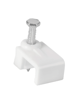 TCE LMG-NCC-5mm-WQ100 - Grapa cuadrada de pared / medida interna 5 mm / Altura 6 mm / Color blanco / Bolsa de 100 piezas