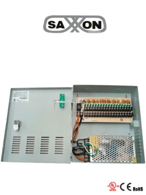 SAXXON PSU1210D18 - Fuente de Poder de 12 vcd/ 10 Amperes/ Para 18 Camaras/ 0.55 Amperes por Canal/ Protección contra Sobrecargas/ Certificación UL/