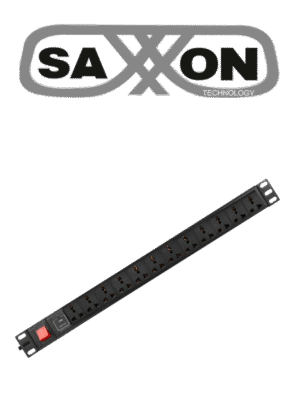 SAXXON SXPDU12P16A- Barra PDU con 12 Contactos Individuales , 16 Amp , 120V , 1UR , Protección contra rayos , Aleación de Aluminio