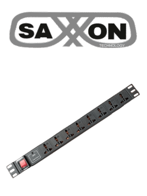 SAXXON SXPDU8P16A- Barra PDU con 8 Contactos Individuales , 15 Amp , 120V , 1UR , Protección contra rayos , Aleación de Aluminio