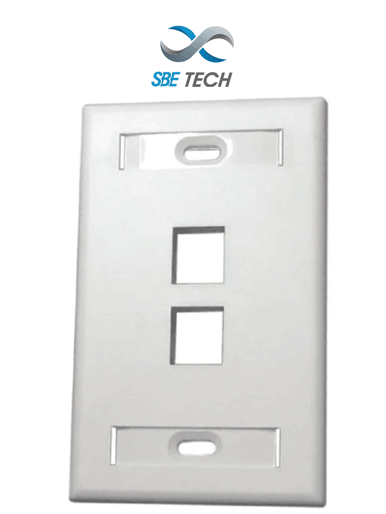 SBE TECH SBE-2517-2P-WT - Placa de pared de 2 puerto color blanco para conectores Jack rj 45 keystone
