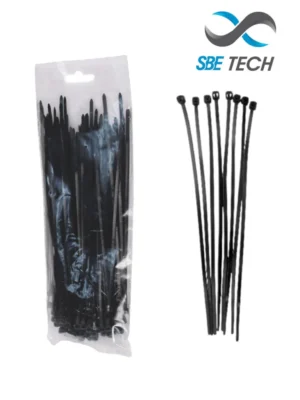 SBE TECH CN36X200BK - Cincho sujetacable 3.6x200 mm color negro, bolsa con 100 piezas, nylon