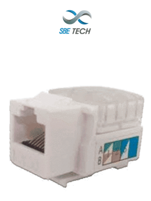 SBE TECH JACKC6WT- Módulo jack keystone RJ45, 8 hilos, CAT 6, compatible con calibres AWG 22-26, color blanco