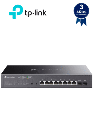 TP-LINK SG2210MP - Switch JetStream SDN administrable con 8 puertos 10/100/1000 Mbps y 2 puertos SFP, equipado con 8 puertos PoE y un presupuesto total de 150W. Permite administración centralizada a través de OMADA SDN."
