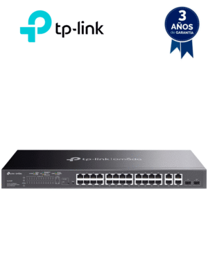 TP-LINK SL2428P - Switch PoE+ JetStream SDN administrable con 24 puertos 10/100 Mbps, 2 puertos 10/100/1000 Mbps (Uplink), 2 puertos SFP (combo 2 RJ45 10/100/1000 Mbps), capacidad de 250W y administración centralizada OMADA SDN.