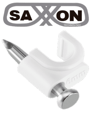 SAXXON GRA955B - Bolsa de 50 grapas de pared/ Color blanco/Diametro: 6mm / Con clavo de 3/4 para concreto de alta resistencia