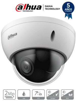 DAHUA SD22204DB-GC - Cámara PTZ Mini Domo Antivandálica de 2 Megapíxeles/ analógica / 4X de Zoom Óptico/ IP66/ IK10/ Starlight/ HLC/ 30FPS/ 3DNR/