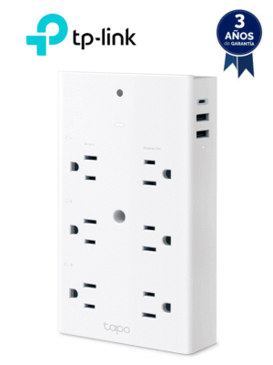 TP-LINK TAPO P306 - Multicontacto de 6 contactos WiFi para exterior , equipado con 1 puerto USB-C (PD) y 2 puertos USB-A (QC3.0), que brindan hasta 18 W de potencia , Control remoto con APP TAPO , Compatible con Alexa, Google Home y Apple Home.