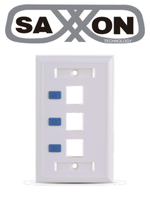 SAXXON A1753E - Placa de pared / Vertical / 3 Puertos tipo keystone / Color blanco / Con etiquetas