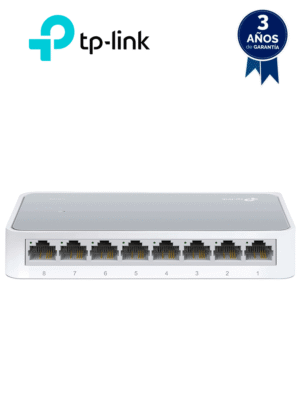 TP-LINK TL-SF1008D - Switch de escritorio con 8 puertos RJ45 Fast Ethernet, diseño de plástico y configuración plug and play.