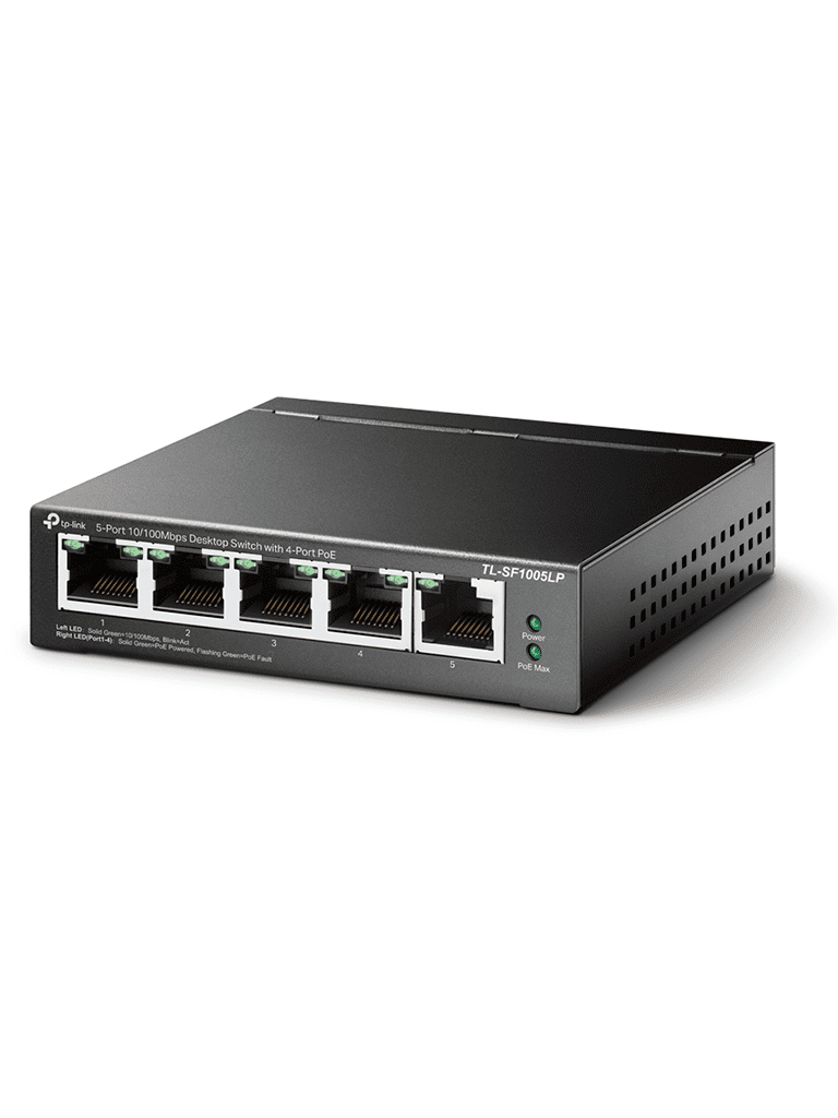 TP-LINK TL-SF1005LP - Switch PoE no administrable con 5 puertos Fast Ethernet, incluyendo 4 puertos PoE AF. Presupuesto PoE de hasta 41W y modo extendido para conexiones de hasta 250m. - Image 2