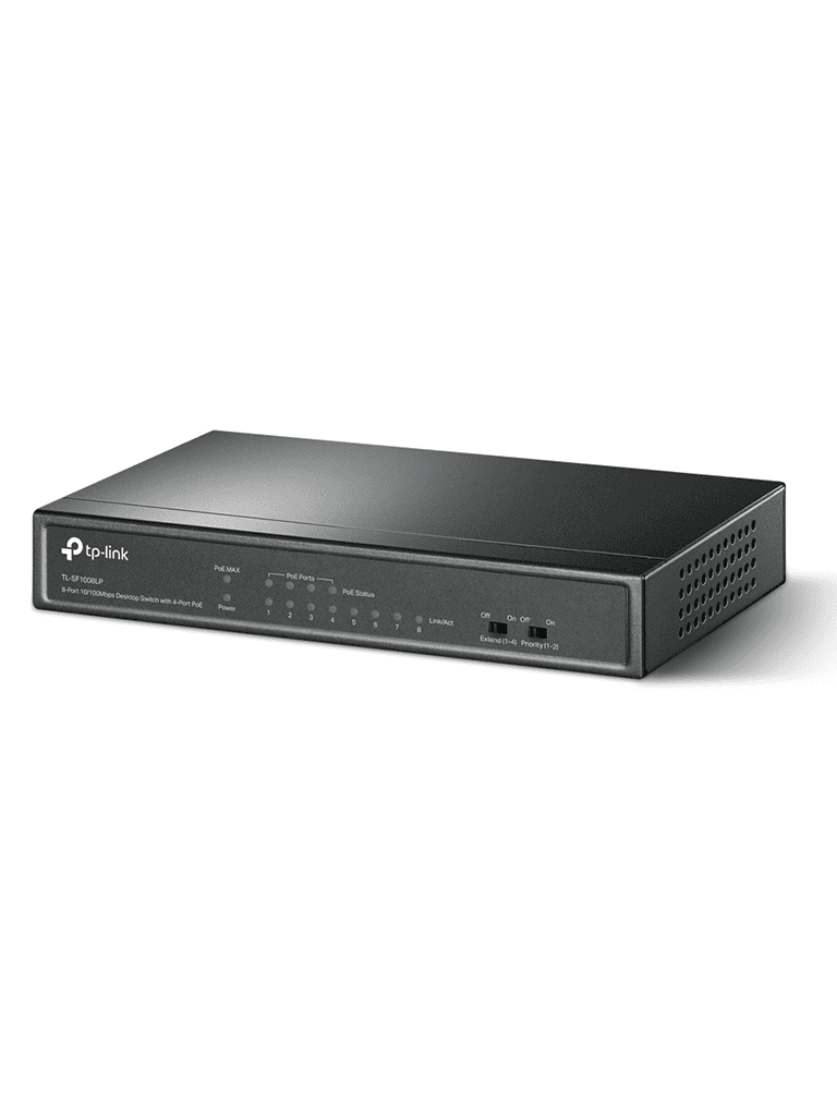 TP-LINK TL-SF1008LP - Switch PoE no administrable con 8 puertos Fast Ethernet, incluidos 4 puertos PoE AF. Ofrece un presupuesto PoE de hasta 41W y soporta modo extendido para conexiones de hasta 250m. - Image 2
