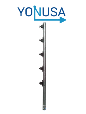 YONUSA TUBOAP101 - Poste de paso para cerco eléctrico, tubo con 5 aisladores de paso instalados/ Tubo de 1.20 mts. listo para instalación en campo