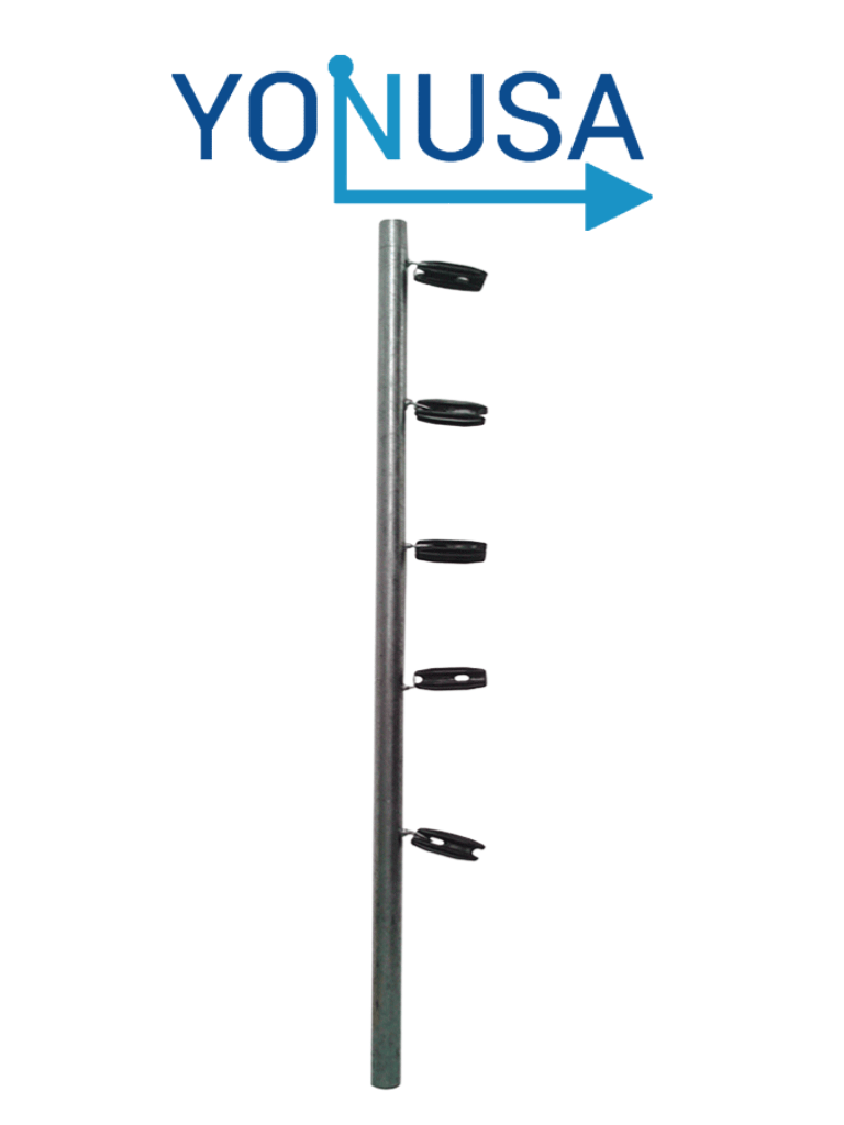 YONUSA TUBOAP201 - Poste de esquina para cercas eléctricas con 5 aisladores de esquina instalados/ 1.20 mts. listo para instalación en campo